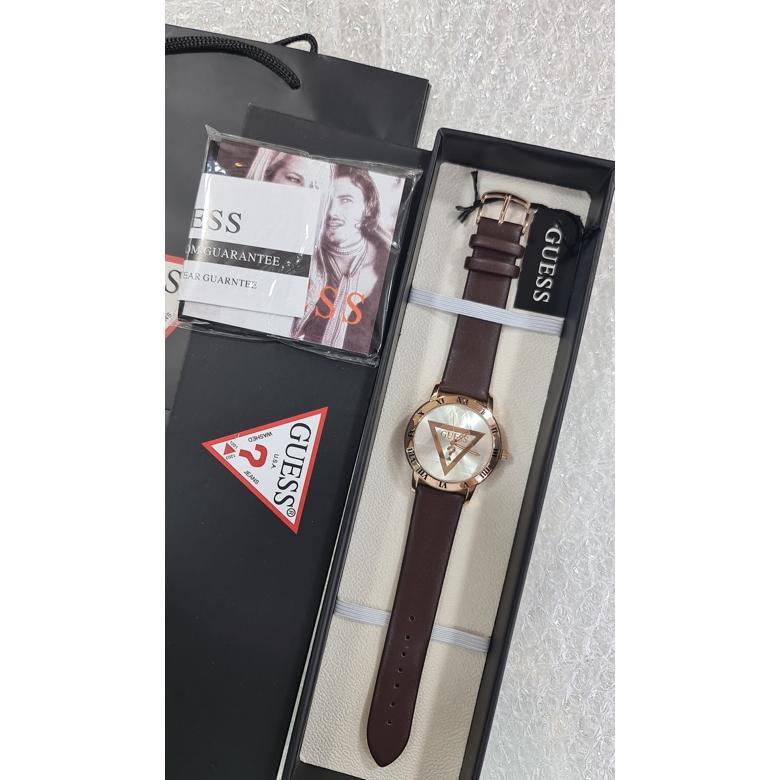 ( BISA COD ) Jam Tangan Wanita GUESS Kaca Blimbing Tali Kulit Dapat BOX BUKU dan PAPER BAG Jam Tanga