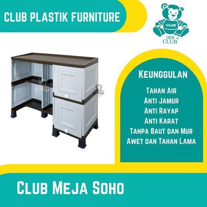 Allo- [Official Club Plastik] Club Meja Soho-I - Meja Kabinet Plastik Dengan Laci - Meja Kerja Plast
