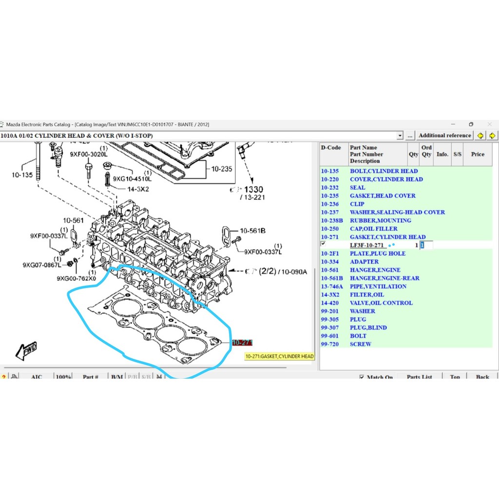Gasket Cylinder Head Mazda Biante Non Skyactive ORIGINAL MAZDA