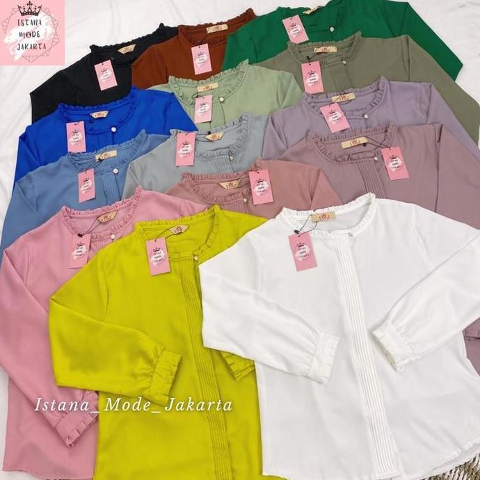 Imj Shakilla Lilac Blouse Premium Baju Atasan Wanita Lengan Panjang All Size Fit To XXL