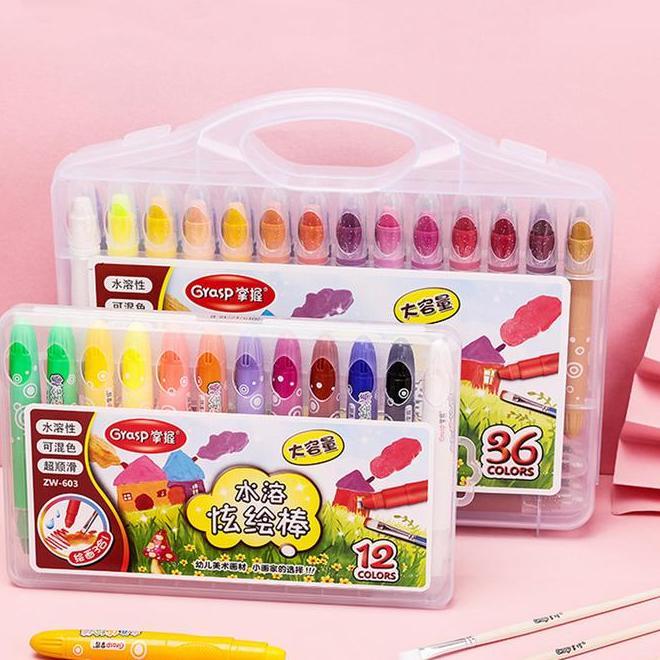 Crayon Grasp 12243648 Warna Water Soluable Crayon Krayon Mewarnai Kapasitas Besar