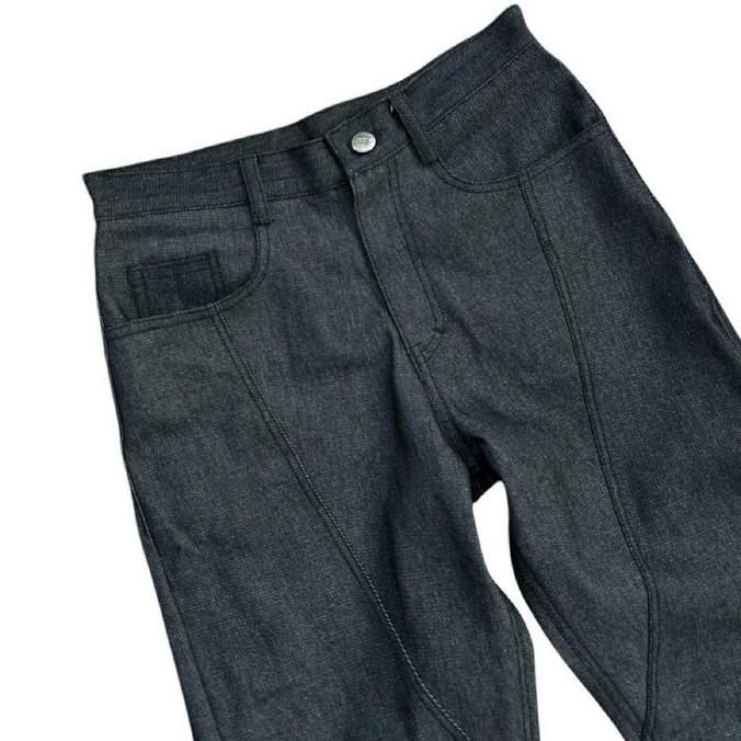 Flame Everyday Denim Flare Shibuya Jeans Flare Raw Denim 13.5oz Pria Panjang Cutbray Hitam
