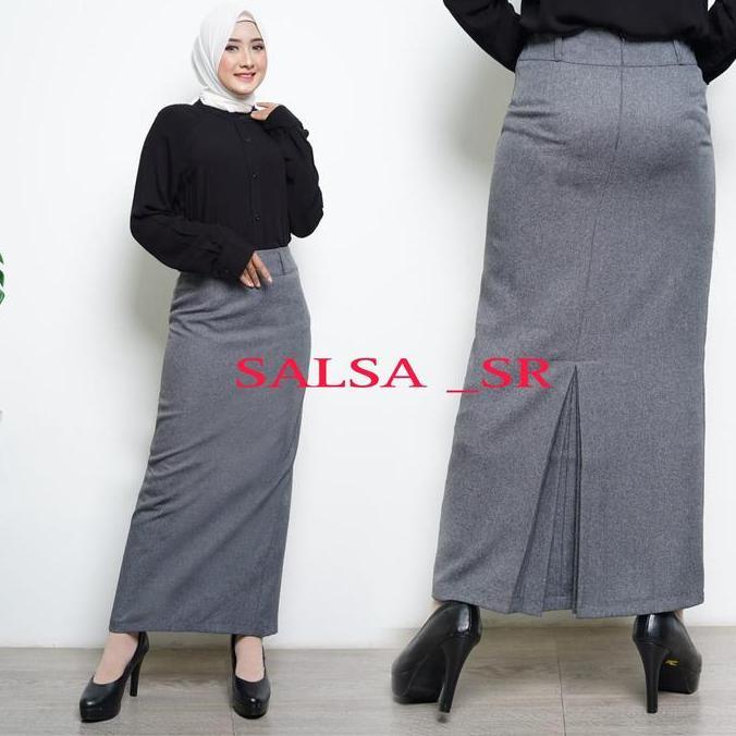 ROK SPAN REMPEL PANJANG / ROK SPAN PANJANG / ROK PANJANG POLOS Hitam Wanita Muslim