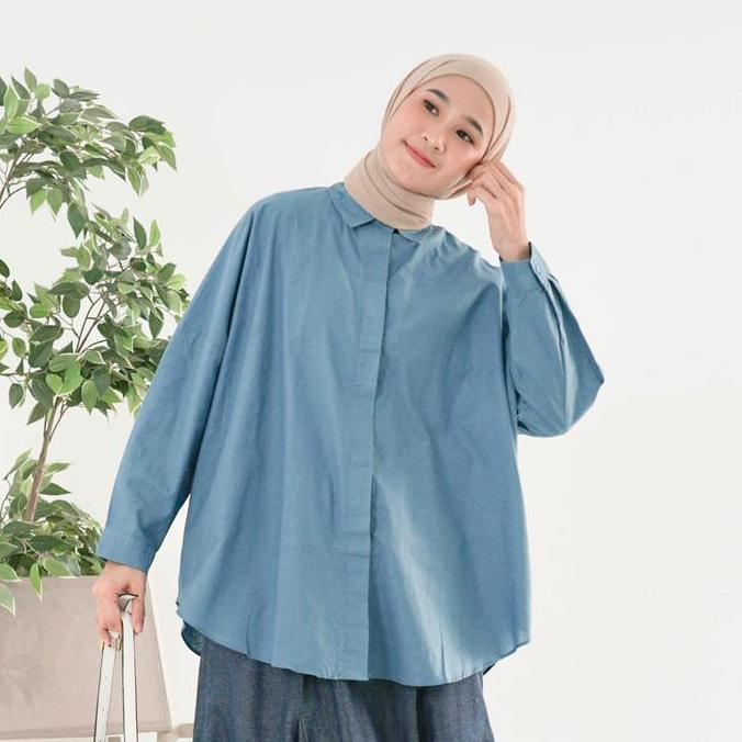 Limited Velmo.Id Yuki Shirt Katun - Atasan Wanita Oversize - Baju Wanita Allsize Fit To Xl - Materia