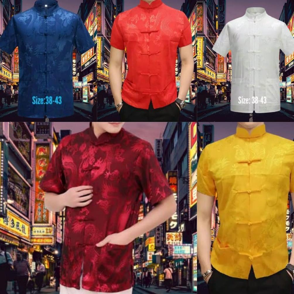 Cheongsam Pria Lengan Pendek Cheongsam