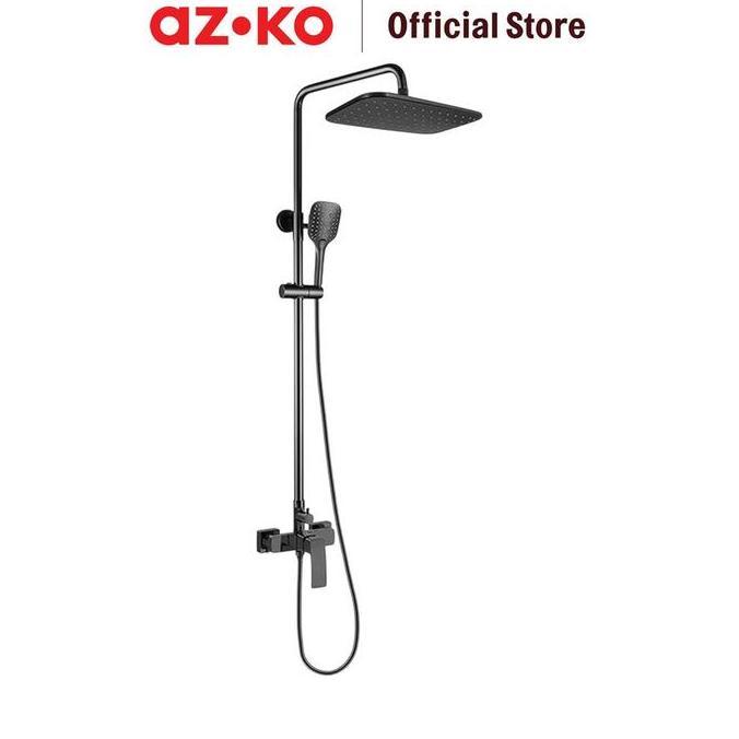 AZKO Acroz Elegante Set Shower Mandi - Abu-Abu Gunmetal Shower Kamar Mandi Perlengkapan Kamar Mandi 