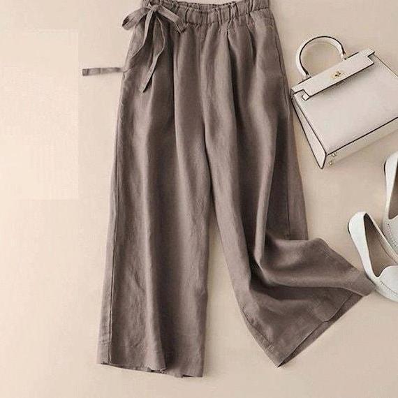 celana kulot tali serut samping/celana kulot bahan 100%katun rami premium/celana kulot high wais Kar