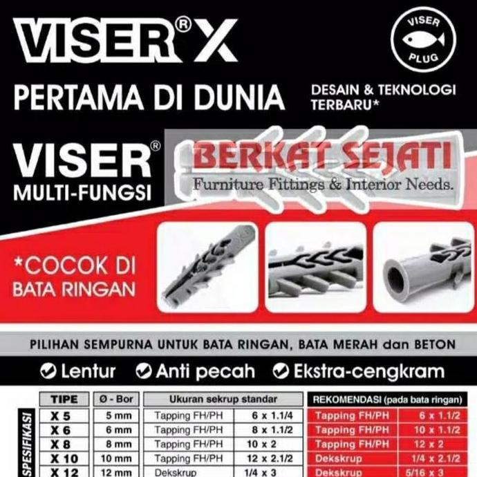 Dnabig- Viser X X6 X 6 S6 Fiser Hebel Habel Bata Tembok Dinding Beton (1 Box 100 Pcs)