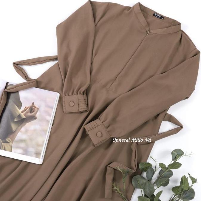 Promo [Gamis Hermosa] Gamis Polos Milo Coklat Susu Mocca Premium-Gamis Hermosa Polos/Gamis Wollycrep
