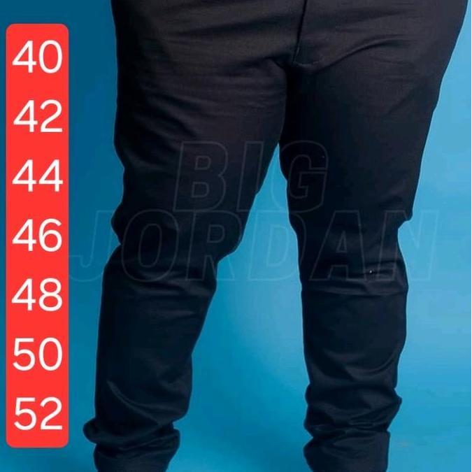 Boyinboy- Celana Panjang Chinos Jumbo Pria /Big Size 40 42 44 46 48 50 52 Melar Katun Nyaman  Hitam 