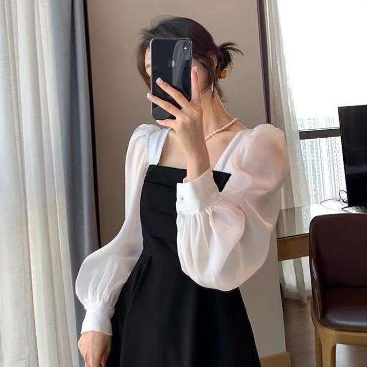 Promo Dress Party Korean Style Gaun Lengan Panjang Katun Premium