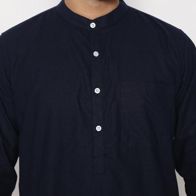 Sale Dancus Kemeja Koko Pakistan Pria / Koko Kurta Pria Warna Navy Olrm258