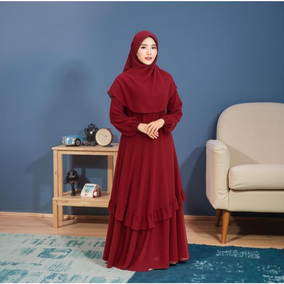 Murah  Gamis Melayu Terbaru 2025 / Gamis Malaysia Busui Umpak Bahan Ceruty Babydoll Wanita Dewasa Ju