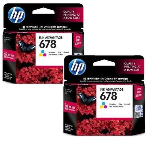 HP Tinta Cartridge 678 Black & 678 Colour Original untuk Printer HP Deskjet Ink Advantage 1015, 1018