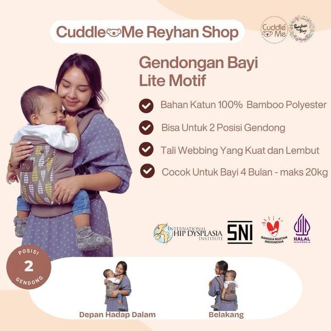 Cuddle Me Lite Carrier Motif Gendongan Bayi M Shape SSC Gendong Depan Baby 4 Bulan Bayi