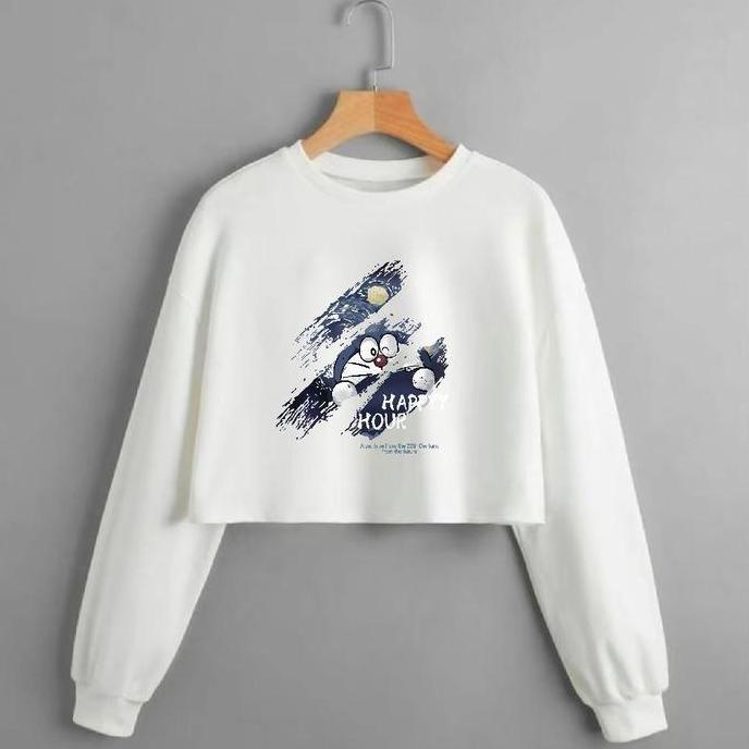 Thebest- COD KAOS CROP TOP LENGAN PANJANG OVERSIZE /CROP TOP KOREA/CROP WANITA MOTIF Combed Soft Ata