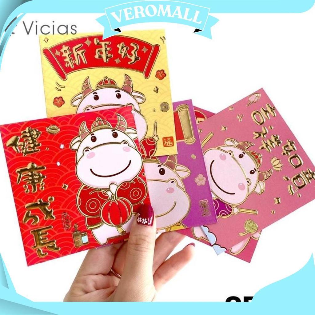 6Pcs Angpao Sapi Kerbau Lucu Imlek Sincia Tahun 2021 Hoki Angpau V Sale