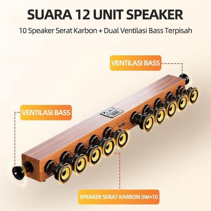 DI4 - Soundbar BBL-M10 10 Speaker, Bluetooth 5.3, Bass 360 & Kayu Solid - Suara Cinema di Rumah