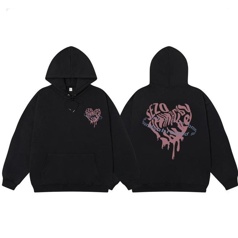 PREMIUM THE MONSEUR GALLERY HOODIE WANITA OVERSIZE KOREAN STYLE PINK LOVE | HOODIE COUPLE HITAM