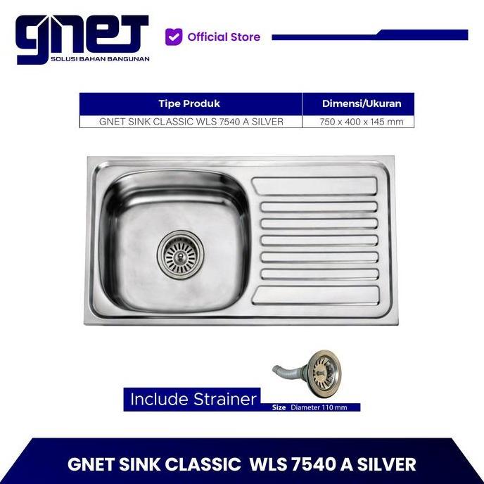GNET Kitchen Sink Classic | Bak Tempat Cuci Piring Stainless (TERBAIK) (TERBARU) (TERMURAH)