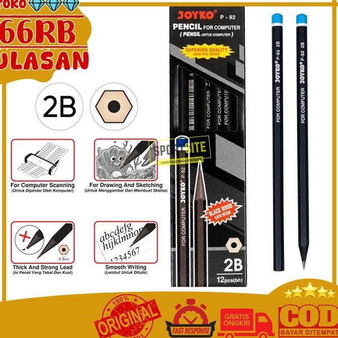 Pencil Joyko P-92 2B For Computer School Office Stationery Black Wood Pencil ATK Alat Tulis Menulis 