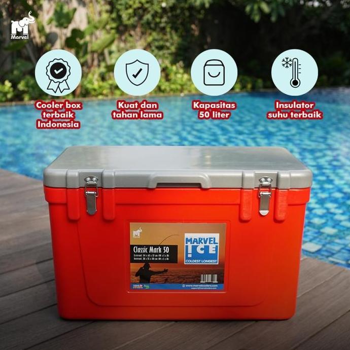 Foodpac- Cooler Box 50 L / Marvel Cool Es Batu Kristal Mancing Marina Coolbox