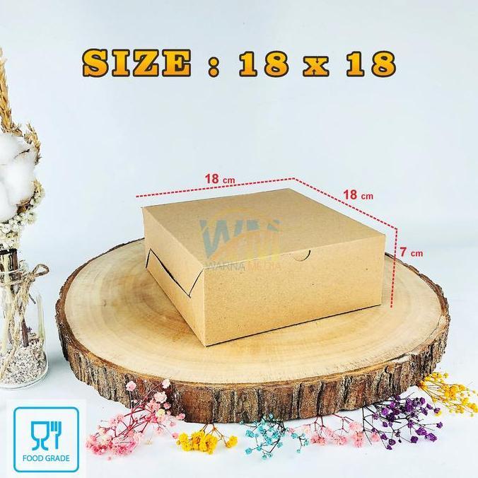 New- (Isi 25Pcs) Kotak Box Nasi 18X18 / Dus Catering 18X18 / Box Cake Kraft  Laminating Brown / Dus 