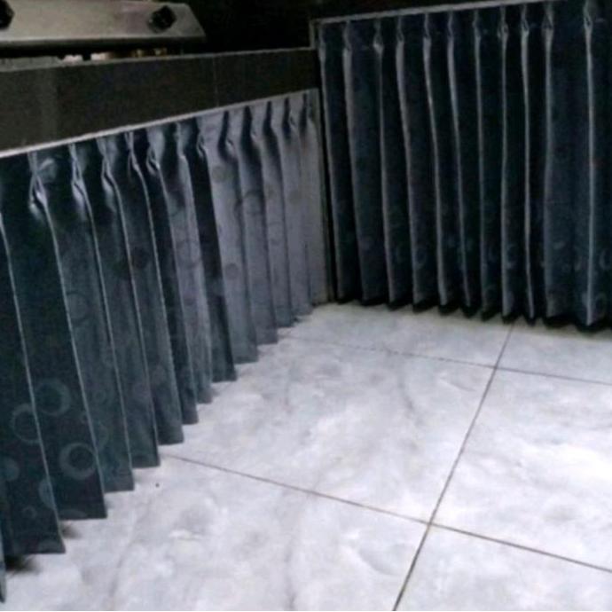 Lengkap- Gorden Kolong Meja Dapur Model Cantolan Kawat Plisket Hordeng Jendela Tirai Pendek Kain Kat