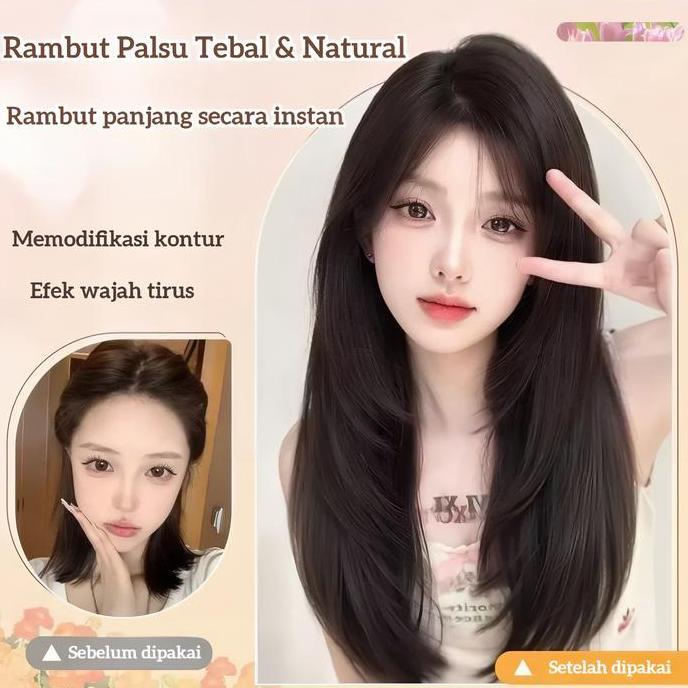 Gogopix- Wig Daily Layer/Wig Wanita Full Kepala/Wig Korean Style/Rambut Wig Wanita/Wig Naturaal Wani