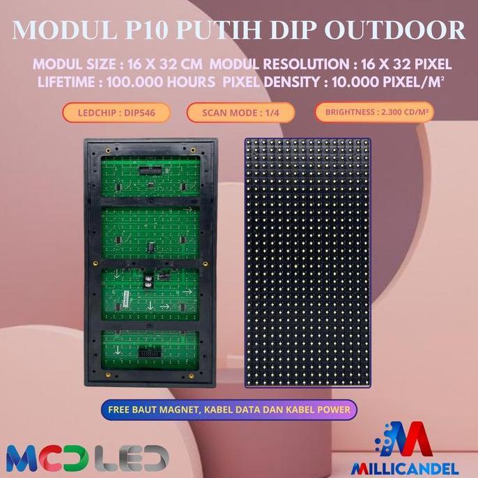 Trikikal- Panel Modul Led P10 Dip Merah Hijau Putih Biru Kuning Outdoor