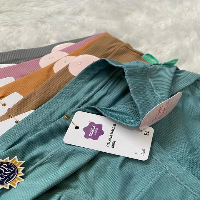 Wkwx- Cd Wanita Sorex 1259 Midi | Motif Salur Bahan Super Stretch Karet Nyaman