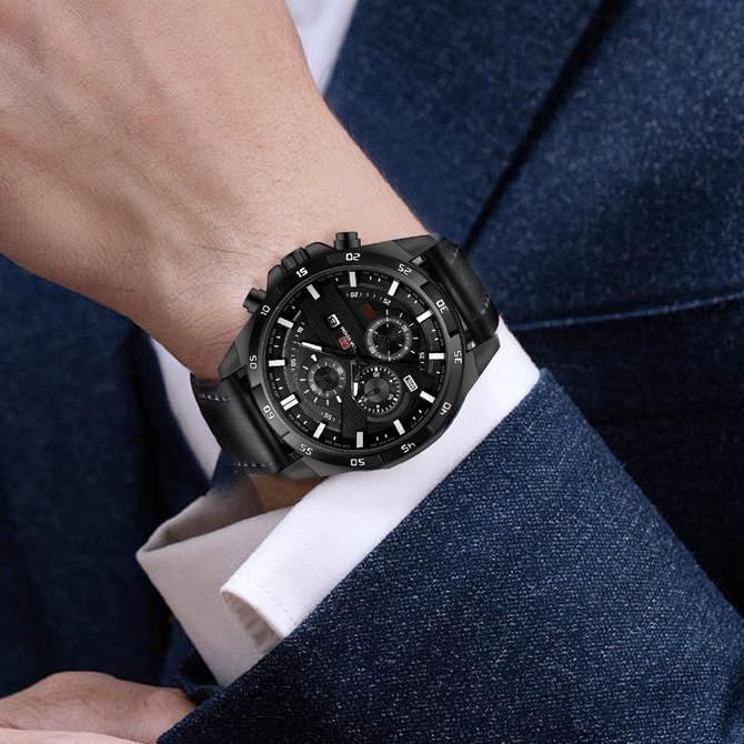 Wgwg- Vava Voom Jam Tangan Chrono Aktif Pria Elegan Strap Kulit Analog Anti Air Bergaransi 100% Ori 