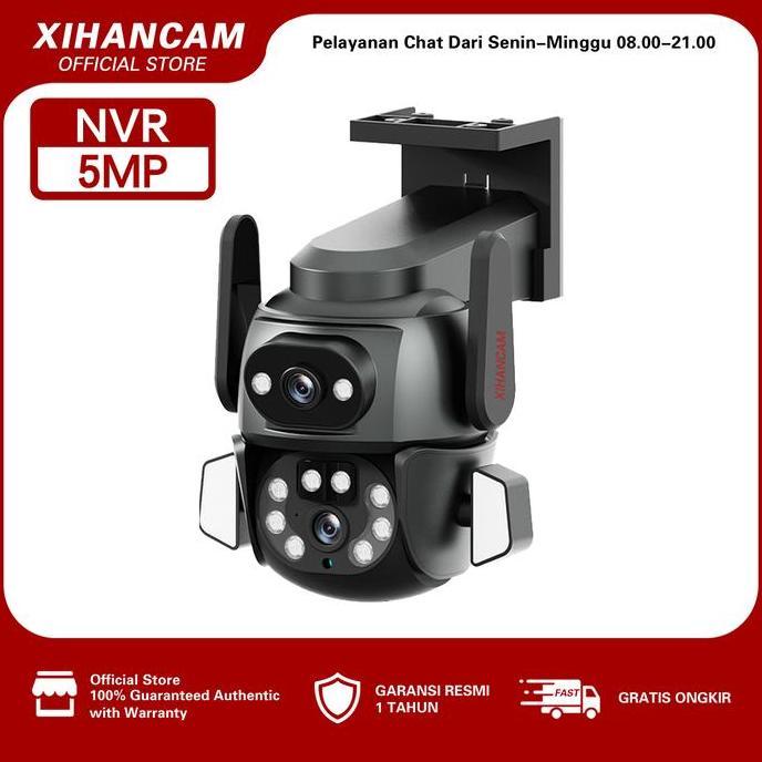 Scuritoi- Xihancam 5Mp Dual Lens Cctv Outdoor Wifi Waterproof Ip Kamera 360 Cctv Rumah Konek Ke Hp J