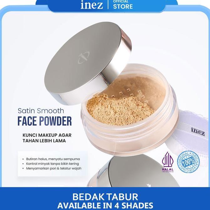 INEZ Bedak Tabur Satin Smooth Face Powder Inez Cosmetics Wajah Lightening Loose Powder Kosmetik