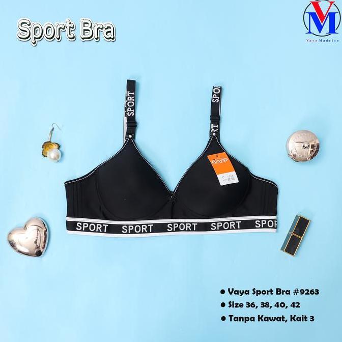 Lansungkirim- Vaya 9263 Bra Sport Busa Tipis Kait 3 Bh (1Biji/Satuan)