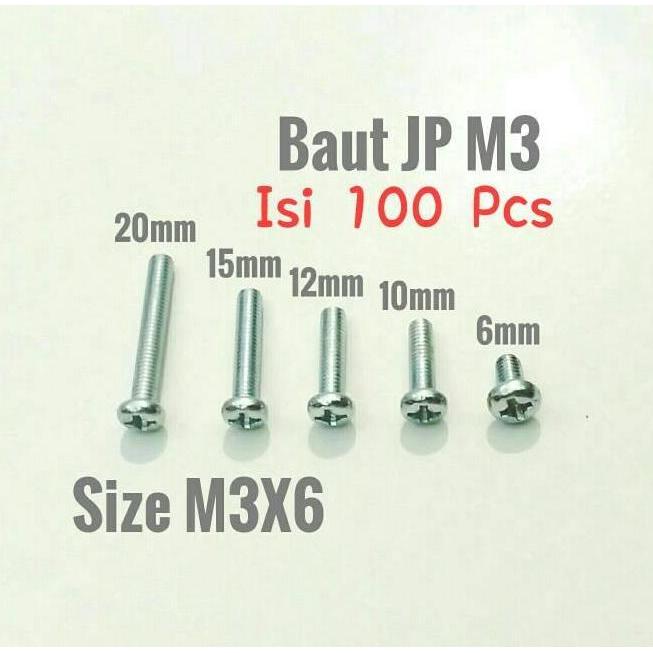 (Allthebest) Baut JP M3 X 6 Plus + Isi 100pcs RDA RTA RDTA