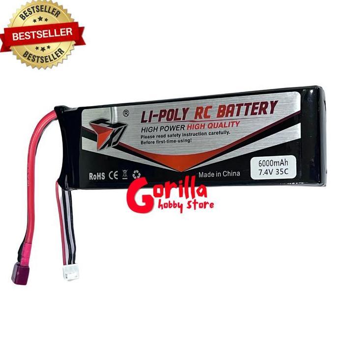 Baterai Lipo 2S 7.4V 6000Mah 35C Rc Car Hsp 94123 94111 94118 Axial Remote Control