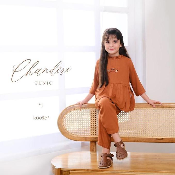 keola - (Size 6 - 10Tahun) Keola Setelan Anak Perempuan Chanderi Tunik Set Dress Gamis / Baju Tunik 