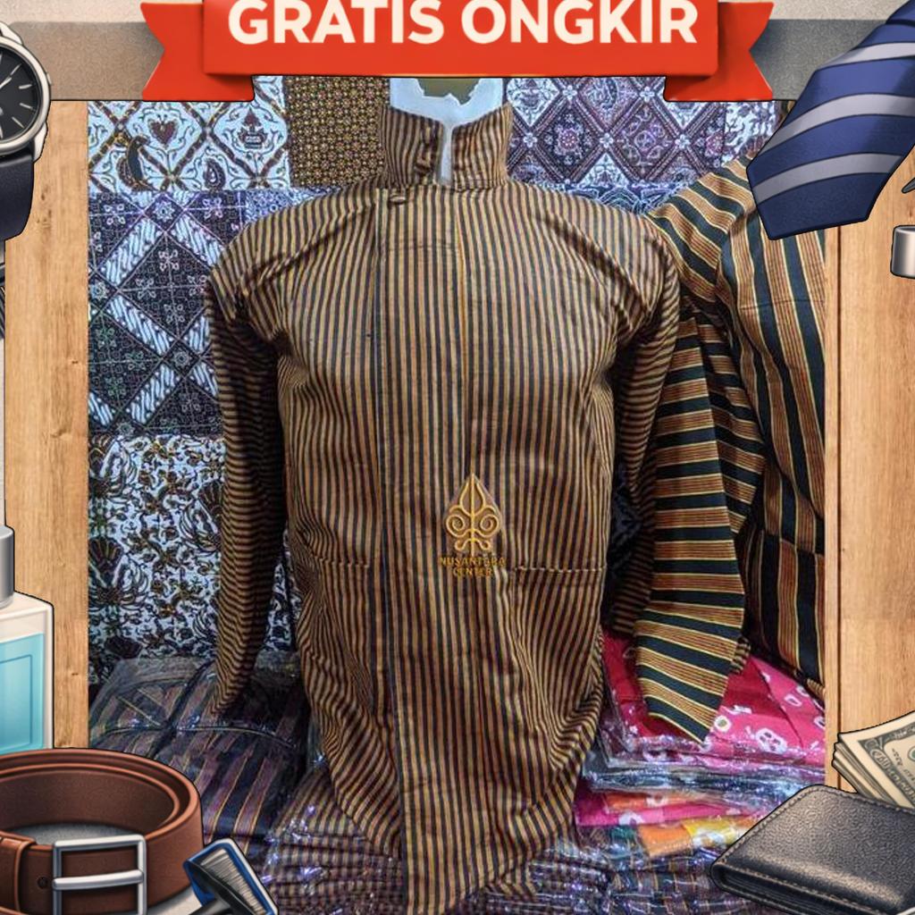 Baju Surjan Lurik Bahan Katun Atbm Pakaian Adat Jawa Tradisional