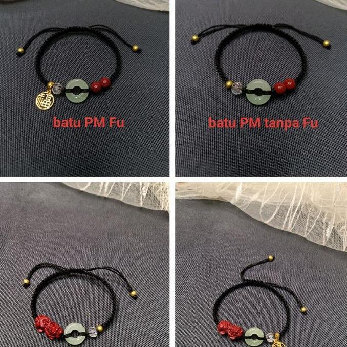 Kilaugaya- Gelang Simpul Charmed Pixiu Maroon Giok Donat Manik Pasir Merah Tahan Air Tidak Luntur Px