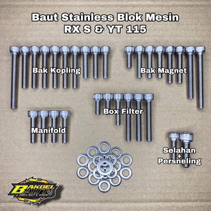 Baut L Stainless Anti Karat Fullset Yamaha RX S & YT 115 - Zionathan Sparepart - Motorcycle