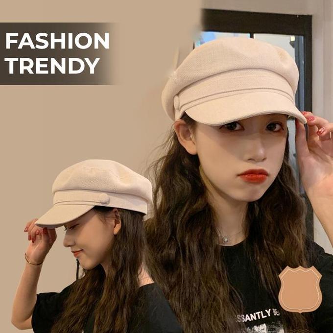 Whynot- Topi Baret Hat Korea Pria Wanita Perempuan Dewasa Model Apolo Oktagonal Pelukis Outfit Gaya 