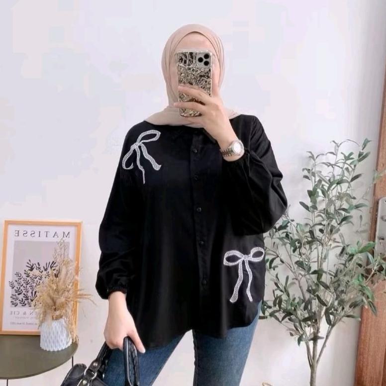 PREMIUM LUNA BLOUSE ATASAN MOTIF PITA BORDIR KEMEJA RAYON TWILL WANITA