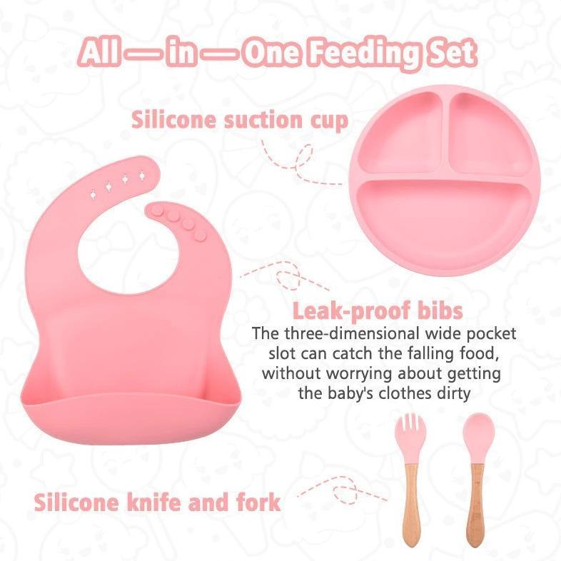 New Cookglory Set Piring Makan Bayi Silikon - Piring Silikon Bebas Bpa & Set Makan Penting