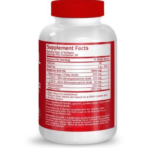 Lgsgkemas- Bronson Antarctic Krill Oil Omega-3 1000Mg Phospholipids Astaxanthin