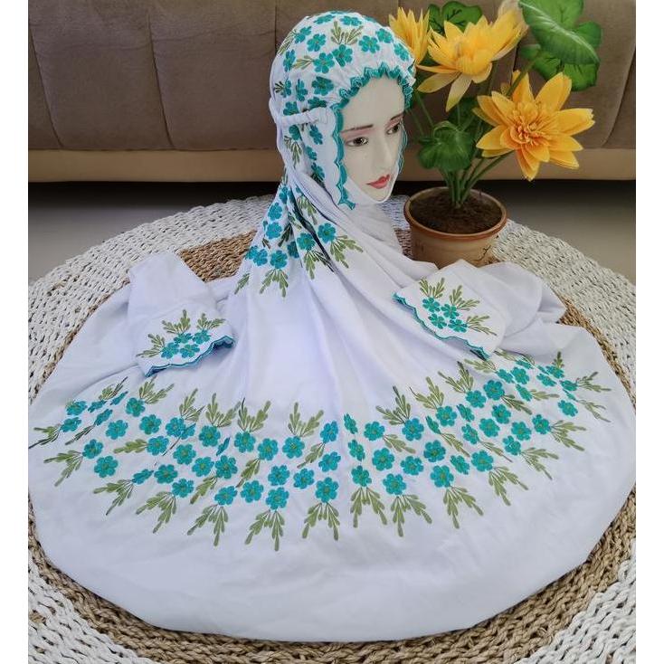 Otwkirim- Mukena Terusan Dewasa Mukena Santri Pondok Mukena Terusan Bordir Bunga