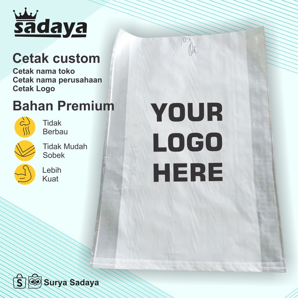 Custom Karung Laminasi 45x75 cm Sablon Karung Laminasi 25kg Sablon Karung Beras Karung Pupuk Karung 