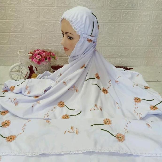 Otwkirim- Mukena Mukenah Langsungan Terusan Bordir Mewah Adem Polino Muslim