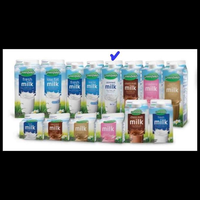 Milkouit- Skimmed  Milk Susu Fresh Tanpa Lemak Greenfields Pasteurised 1Liter  950Ml