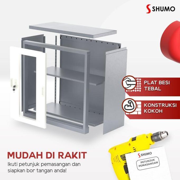 Doxdoc- Lemari Arsip Besi 2 Pintu Sliding Kaca Pendek|Lemari Sleding Kantor